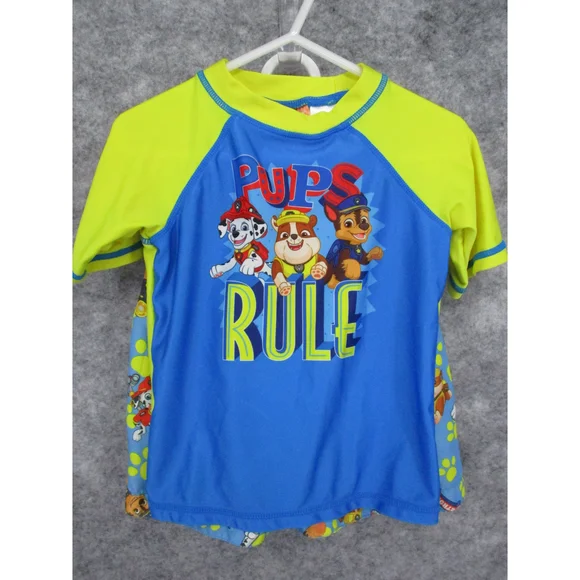 Paw Patrol Boys Swim Set 3T Trunks Shirt Chase Marshall Rubble - Picture 3 of 9